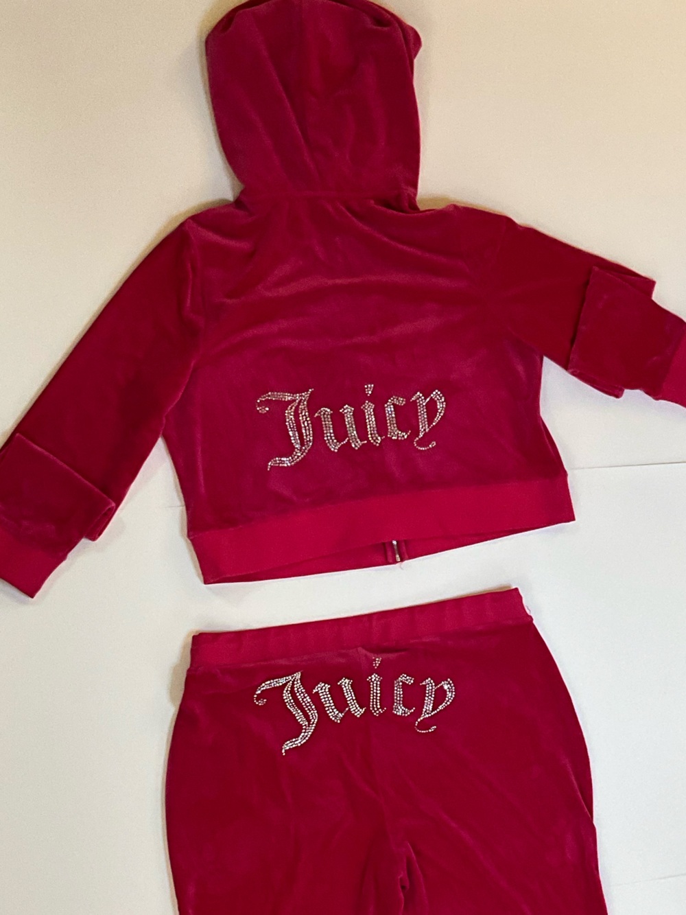 Juicy Couture OG BIG BLING VELOUR HOODIE Hot Pink - Picture 14 of 16